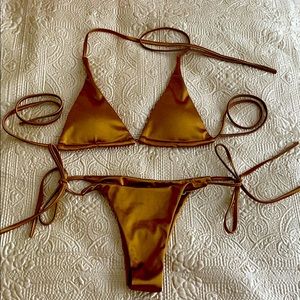 Sexy Copper Satin Bikini Sz S